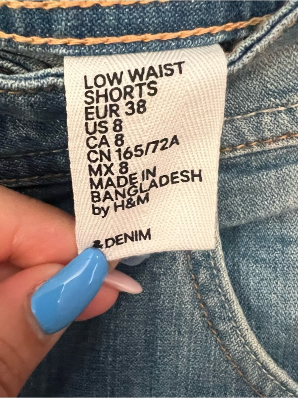 &Denim By H&M Cuffed Jean Shorts Medium Blue Wash Distressed Stretch - Picture 11 of 13
